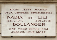 plaque immeuble paris lili et nadia boulanger